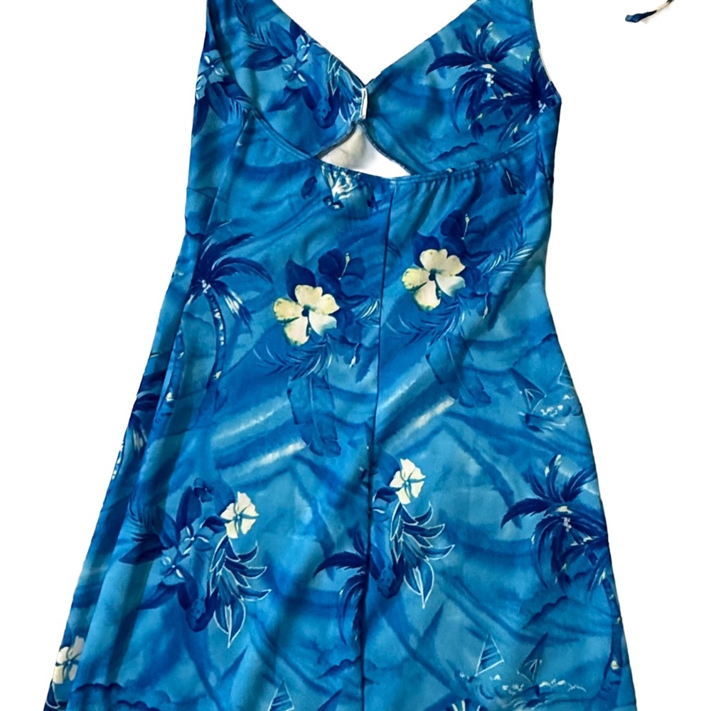 Fredricks of Hollywood Halter, Floral Print, Blue, Mini Summer Dress - Picture 5 of 5